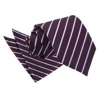 Single Stripe Purple & Silver Tie 2 pc. Set