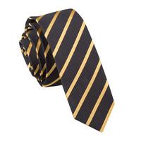 Single Stripe Black & Gold Skinny Tie