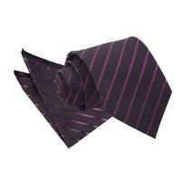Single Stripe Black & Purple Tie 2 pc. Set