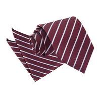 single stripe burgundy silver tie 2 pc set