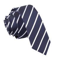 Single Stripe Navy & White Skinny Tie