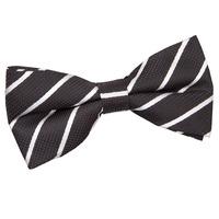 Single Stripe Black & White Pre-Tied Bow Tie