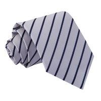 Single Stripe Silver & Navy Tie