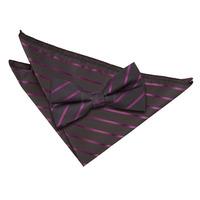 single stripe black purple bow tie 2 pc set