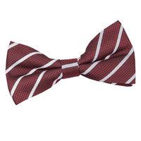 single stripe burgundy silver pre tied bow tie
