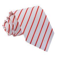 Single Stripe White & Red Tie