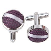 Single Stripe Purple & Silver Cufflinks