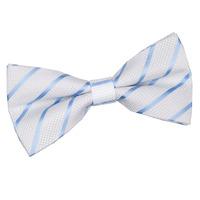 Single Stripe White & Baby Blue Pre-Tied Bow Tie