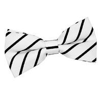 Single Stripe White & Black Pre-Tied Bow Tie