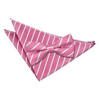 Single Stripe Hot Pink & White Bow Tie 2 pc. Set