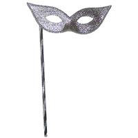 silver glitter on tinsel stick mask