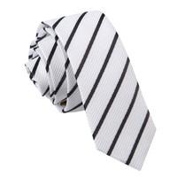 single stripe white black skinny tie