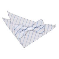 Single Stripe White & Baby Blue Bow Tie 2 pc. Set