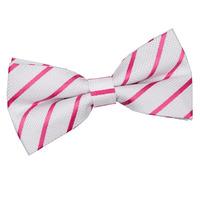 Single Stripe White & Hot Pink Pre-Tied Bow Tie