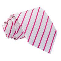 Single Stripe White & Hot Pink Tie