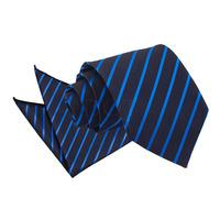 single stripe navy mid blue tie 2 pc set