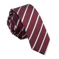 Single Stripe Burgundy & Silver Skinny Tie