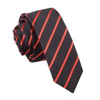 Single Stripe Black & Red Skinny Tie