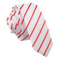 Single Stripe White & Red Skinny Tie