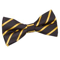 Single Stripe Black & Gold Pre-Tied Bow Tie