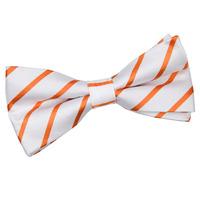 single stripe white orange pre tied bow tie