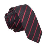 Single Stripe Black & Burgundy Skinny Tie