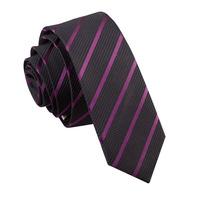 Single Stripe Black & Purple Skinny Tie