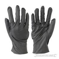 Silverline Extra Large Black 100 Pack Disposable Nitrile Gloves