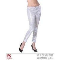 Silver Sequin Leggings Costume For 50s 60s 80s Retro Fancy Dress Up Outfits