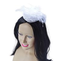 Silver Lady\'s Sequin & Feather Hat