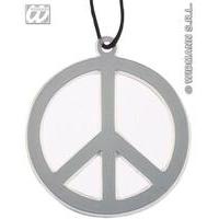 Silver Plastic Hippy Peace Medallion