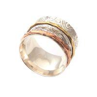Silver Embossed Floral Spinning Ring