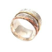 Silver Embossed Floral Spinning Ring