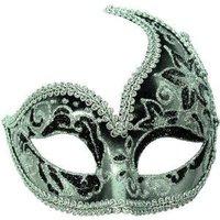 Silver & Black Half Masquerade Mask