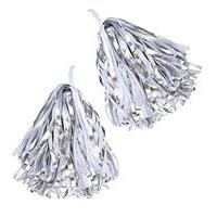 silver white cheerleader pom poms