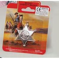 silver metal sheriff badge