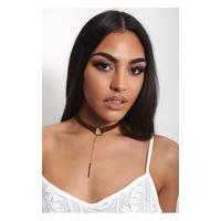 Silver & Tan Circle Choker