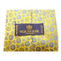 Silk House London Sunshine Yellow and Blue Geometric Floral High Quality Silk Tie