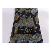 Simpson Piccadilly Silk Tie Chocolate Brown & Blue Paisley