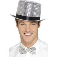 Silver Men\'s Sequin Top Hat
