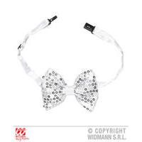 Silver Sequin LED Lights Bow Tie