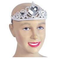 Silver Ladies Plastic Tiara With Clear Stone