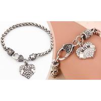 Silver Plated Mother Heart Bracelet