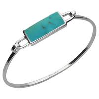 silver turquoise narrow oblong stone bangle