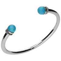 Silver Turquoise Bead End Torc Twist Bangle