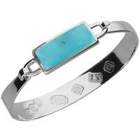 silver turquoise medium oblong bangle