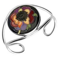 SILVER MOORCROFT ROUND ANEMONE BANGLE