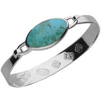 Silver Turquoise Medium Oval Bangle