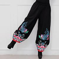 Sign wavy winter new national wind carp embroidery cotton casual pants thickening