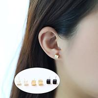 simple black geometric mini cubes small stud earrings jewelry basic de ...